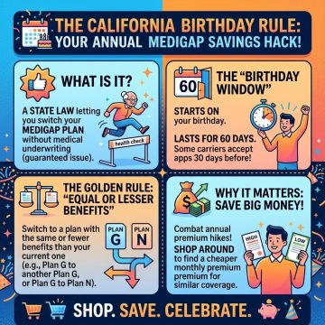 CA birthday rule about Medicare Supplement or Medigap